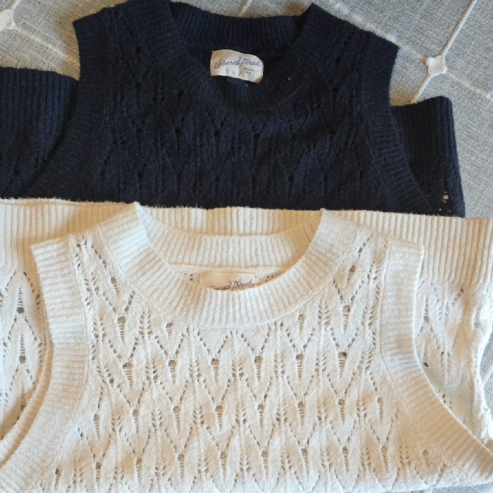 Women's Navy and Cream Sweater Set